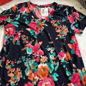 Tunic length floral shirt